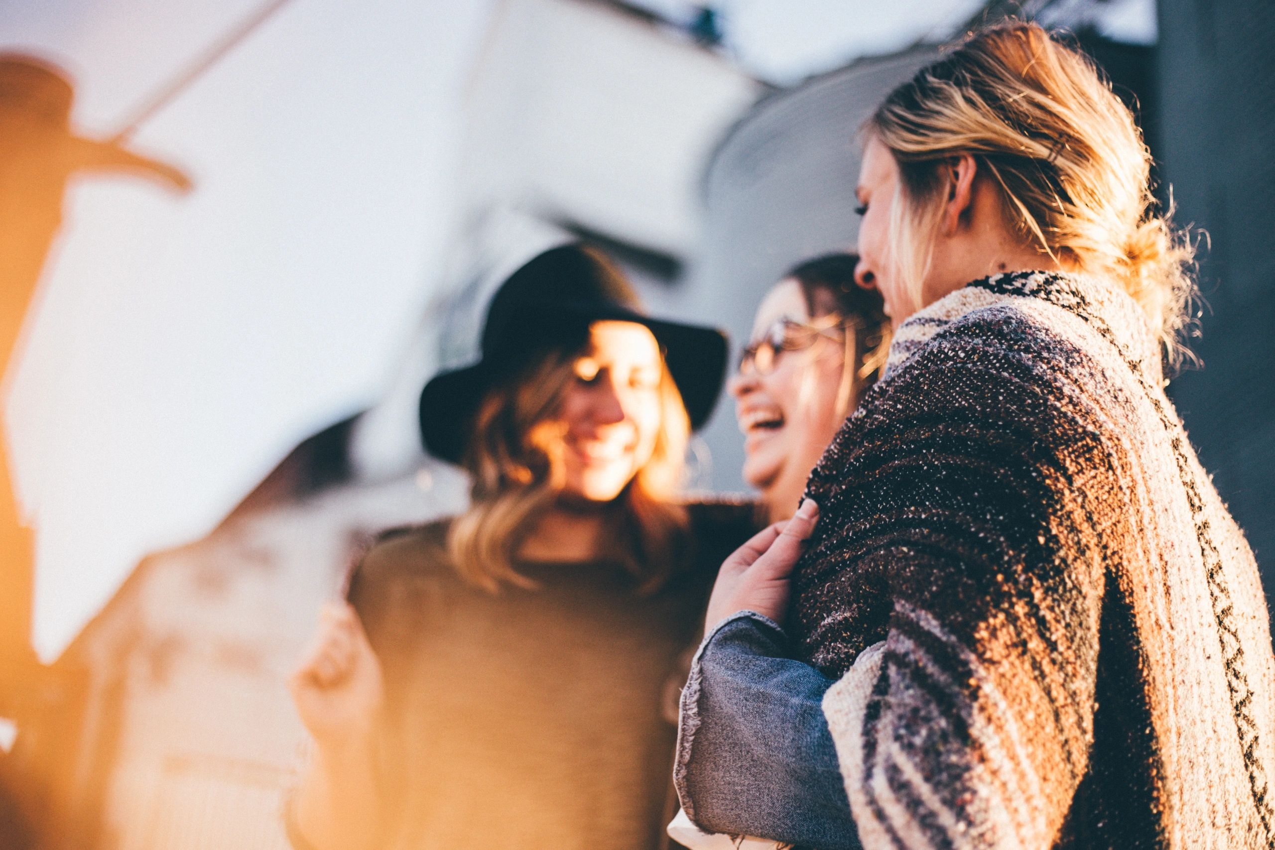 Women laughing outdoors